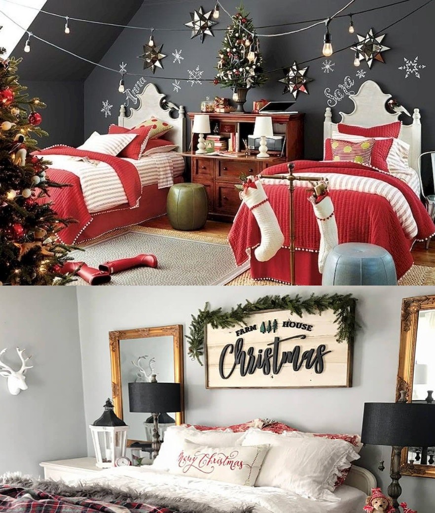 Trang trí phòng ngủ đón Giáng sinh siêu đẹp và dễ làm